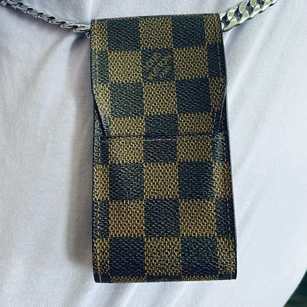 LV Epi Cigarette Case impeccable condition with new silver chain in original box